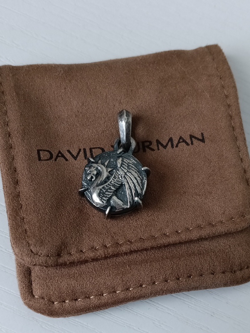 David Yurman Men's Sterling Silver Dragon Pendant Amulet